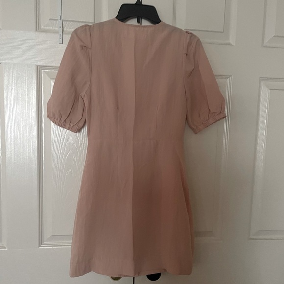 Dusty Pink Retro Fit Mini Button Down Dress - Picture 2 of 5